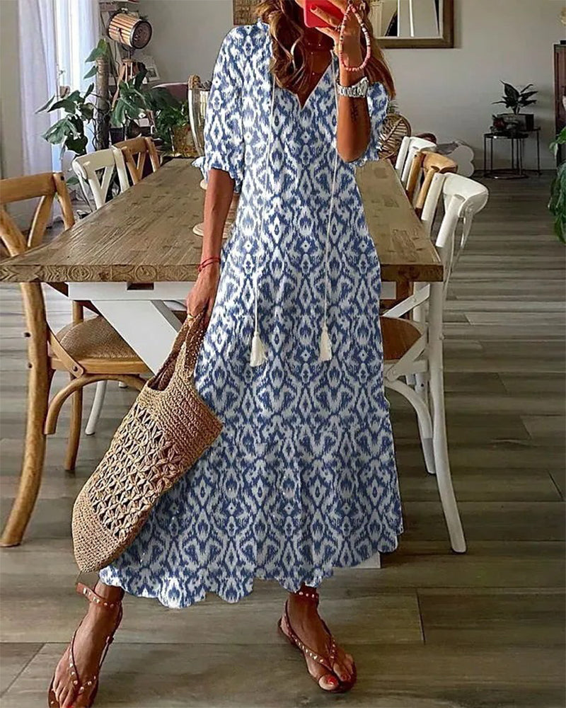 Andrea | V-Neck Printed Dress