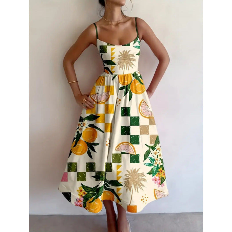 Liorabelle Citrus Palm Midi Dress