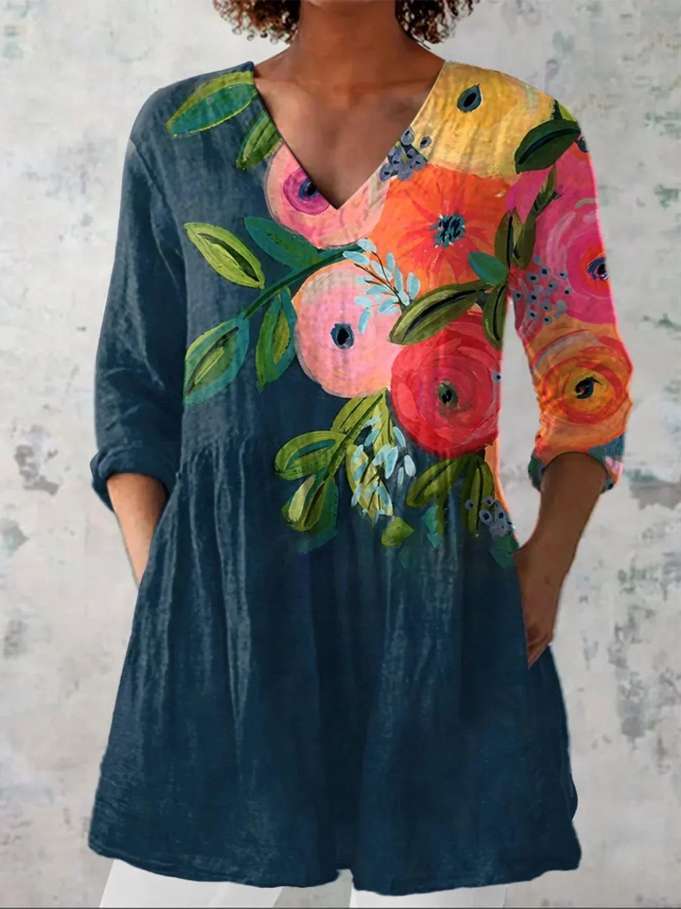 Elizabeth Classic Floral V-Neck Shirt