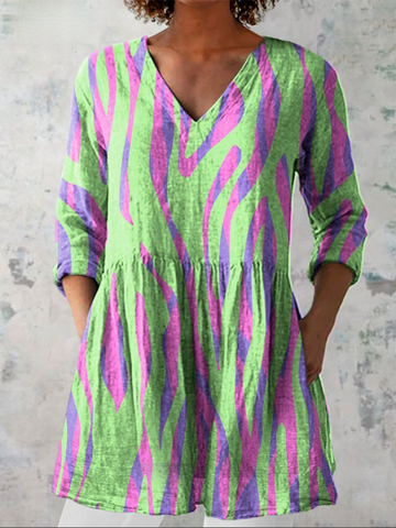 Oceane Long Blouse with V-Neck
