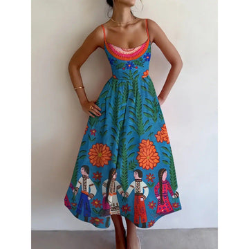 Velorina Folk Garden Midi Dress