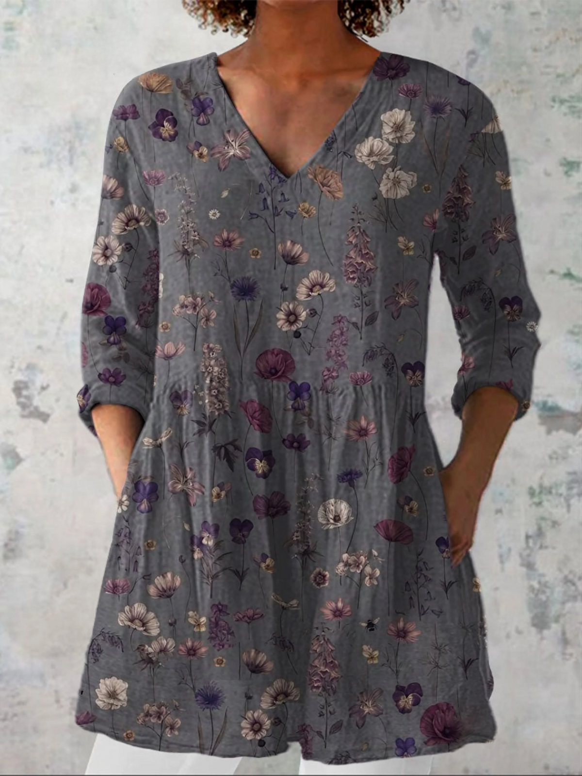 Audrey Long Sleeve Blouse with V-Neck