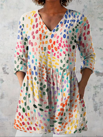 Pauline Long Blouse with V-Neck