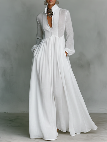 Elisa | Maxi Dress with High Collar and Long Sleeves