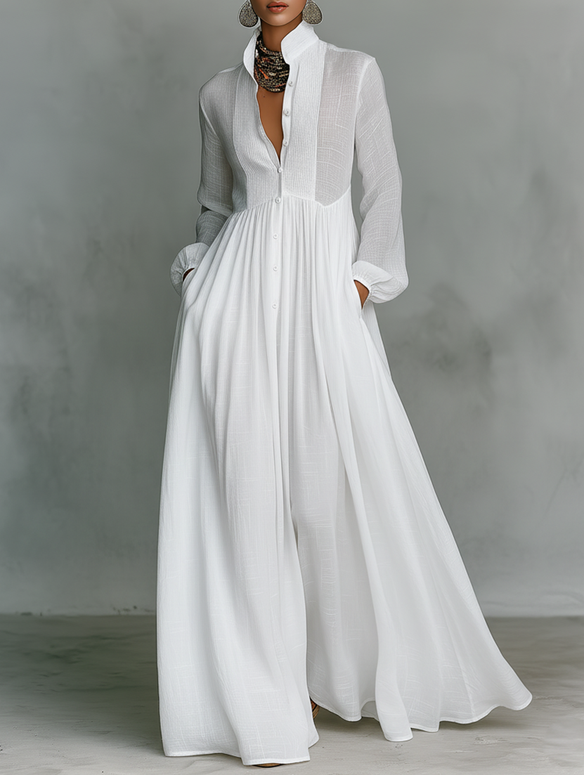 Elisa | Maxi Dress with High Collar and Long Sleeves