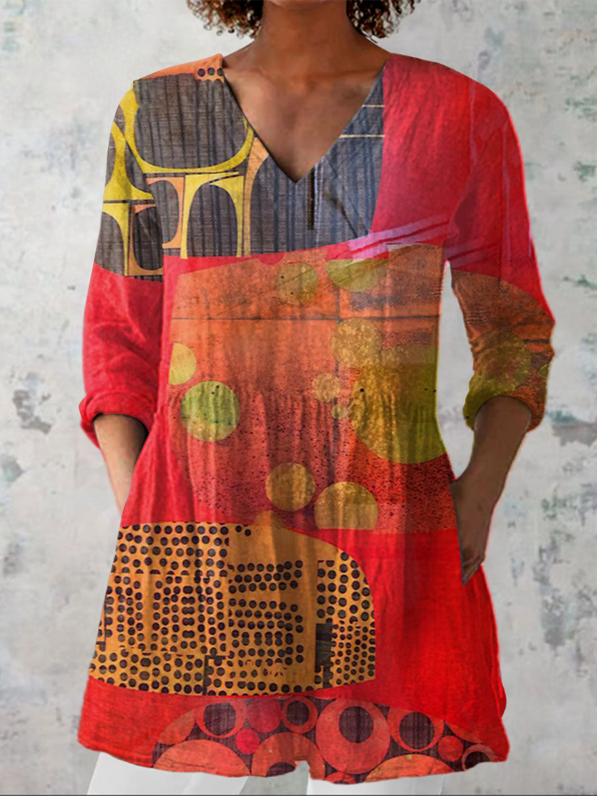 Lucie Long Blouse with V-Neck