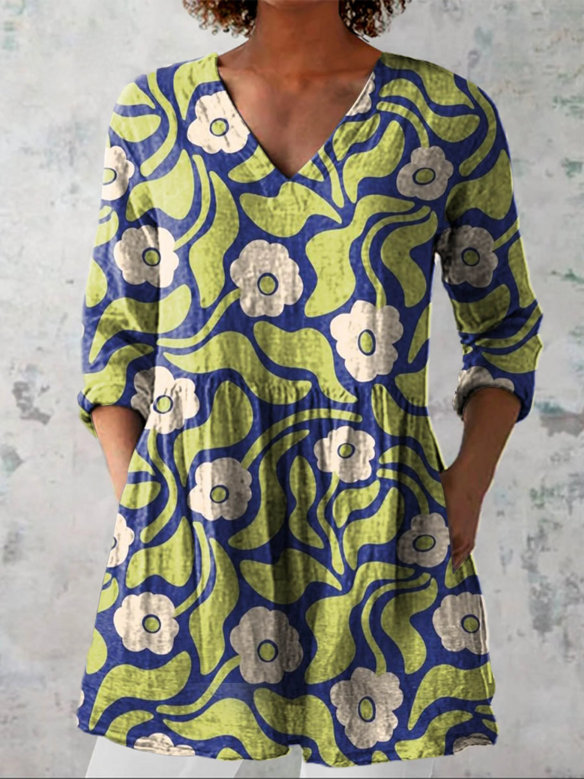 Elodie Long Blouse with V-Neck
