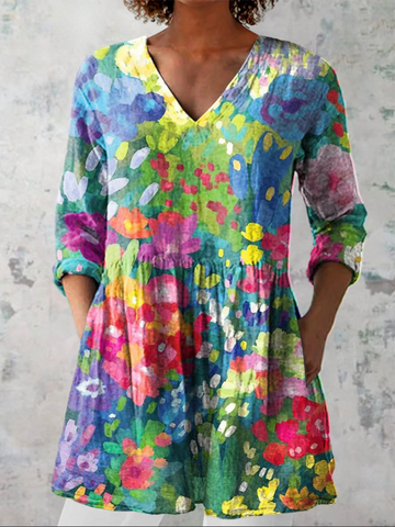 Maelle Long Blouse with V-Neck