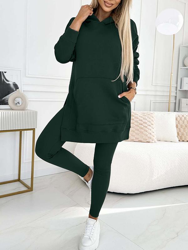 Francine Solid Color Hoodie and Lined Leggings Set