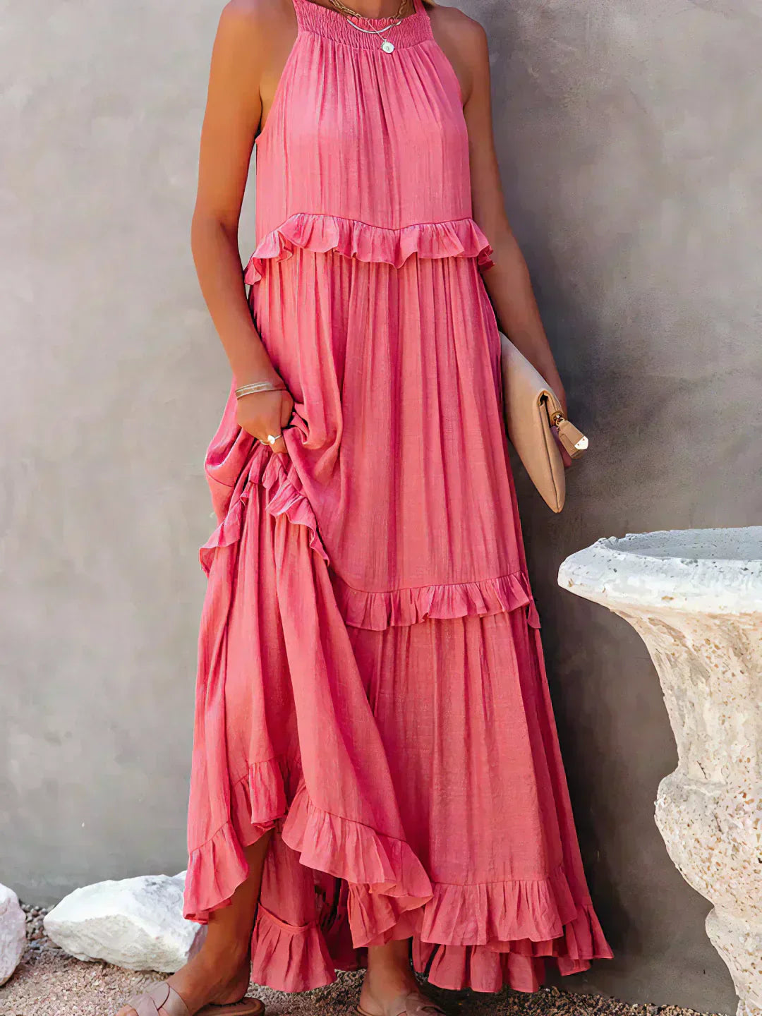 Dylilah | Neck Ruffle Trim Dress