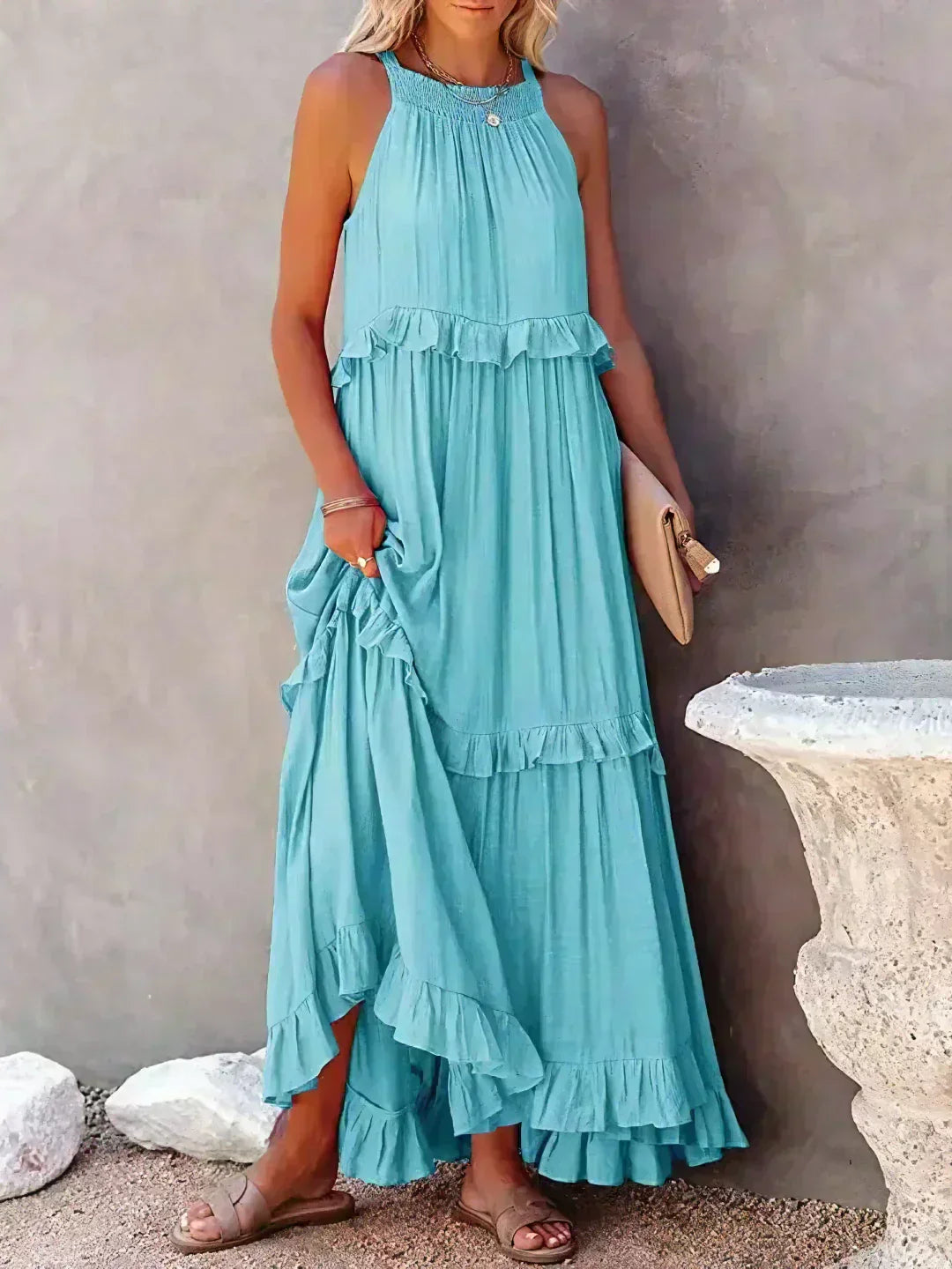 Dylilah | Neck Ruffle Trim Dress