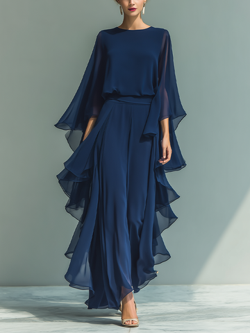 Kim | Set with Flared Sleeves and Straight Leg Pants