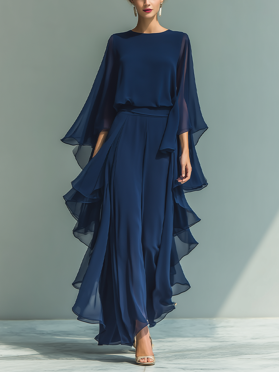 Kim | Set with Flared Sleeves and Straight Leg Pants
