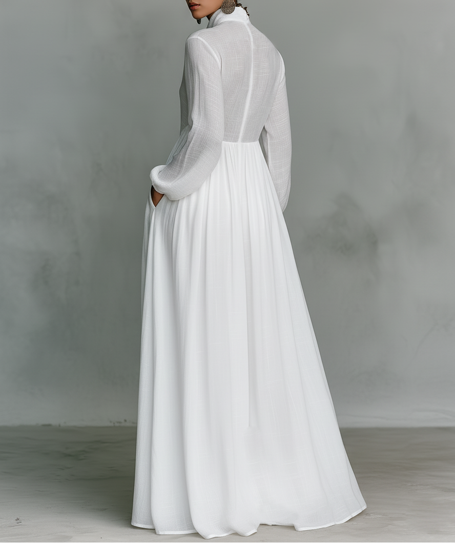 Elisa | Maxi Dress with High Collar and Long Sleeves