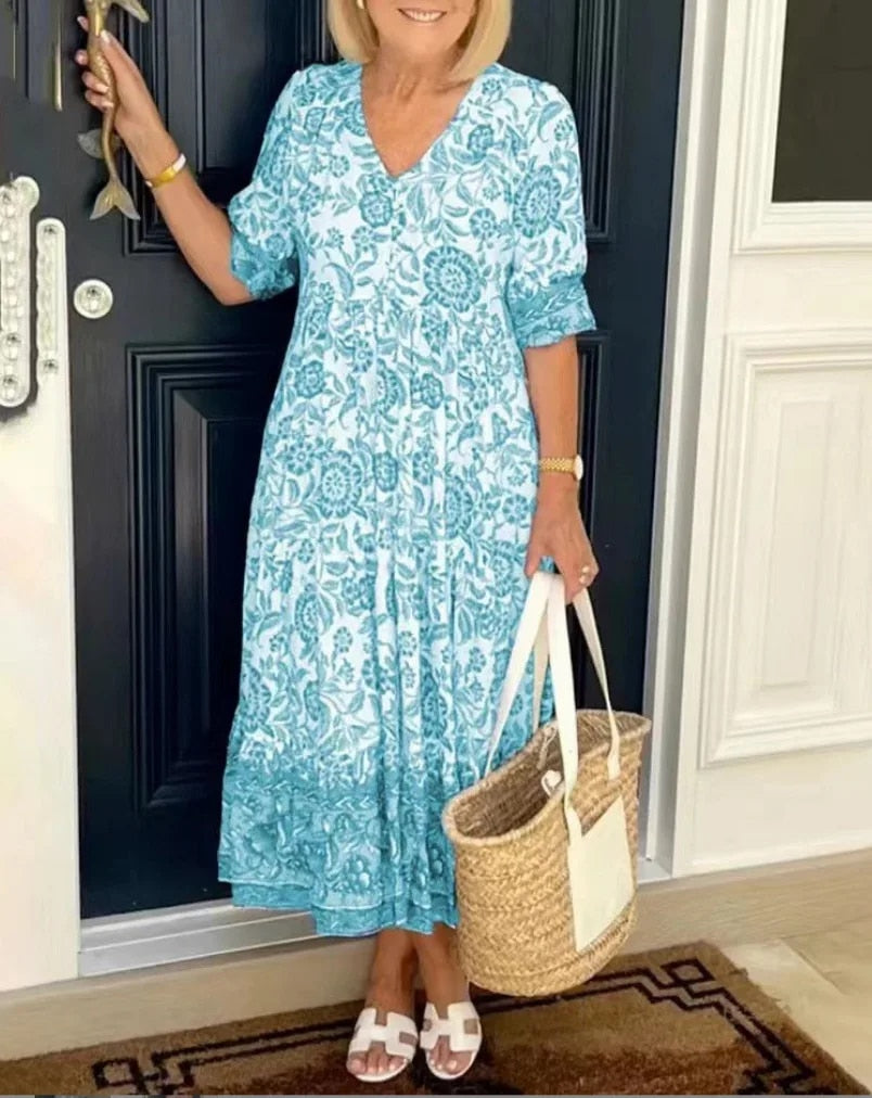 Lunah | Floral V-Neck Dress