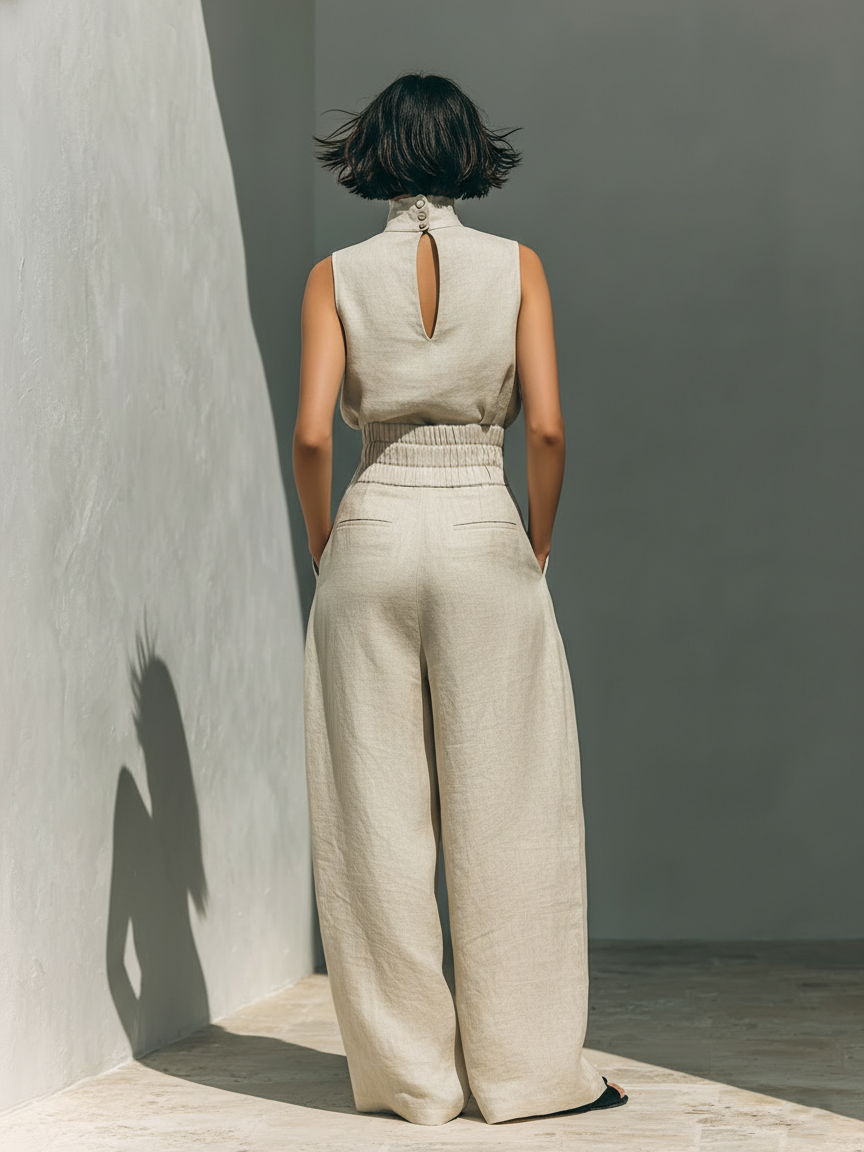 Nana Sleeveless Top and Wide-leg Pants Set