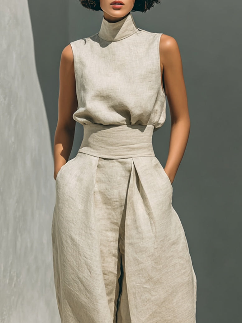 Nana Sleeveless Top and Wide-leg Pants Set
