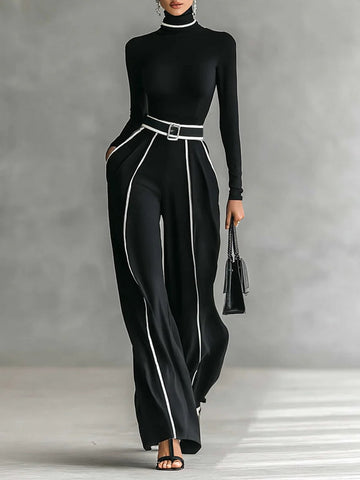 Kinley High-neck Top and Wide-leg Pants Set