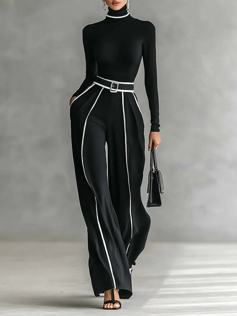 Kinley High-neck Top and Wide-leg Pants Set
