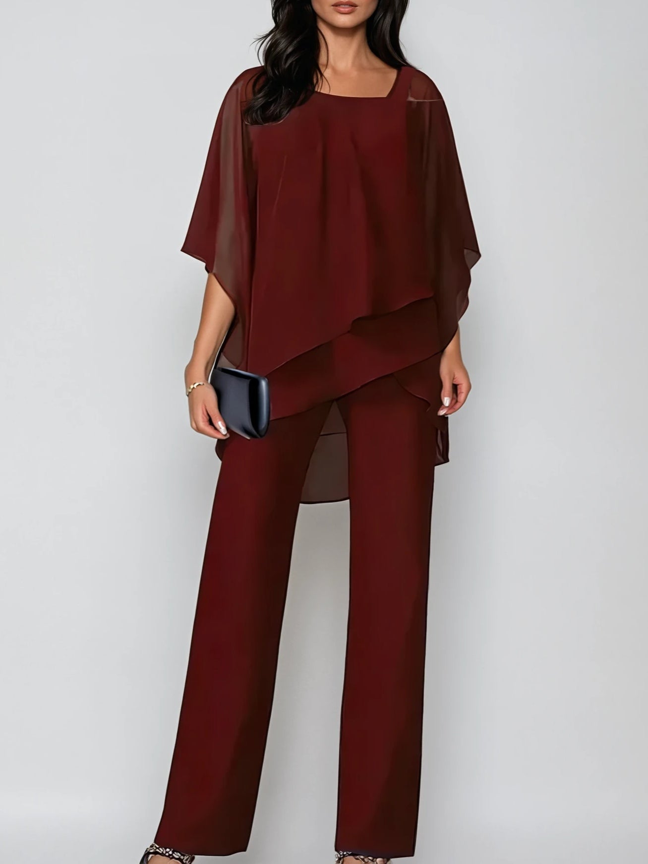 Nami Off-the-Shoulder Chiffon Suit