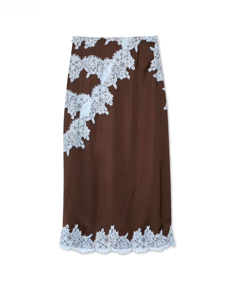 Avalon Lace Panel Top and Skirt Suit Set