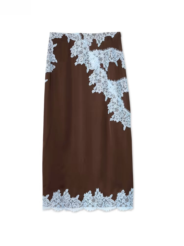 Avalon Lace Panel Top and Skirt Suit Set