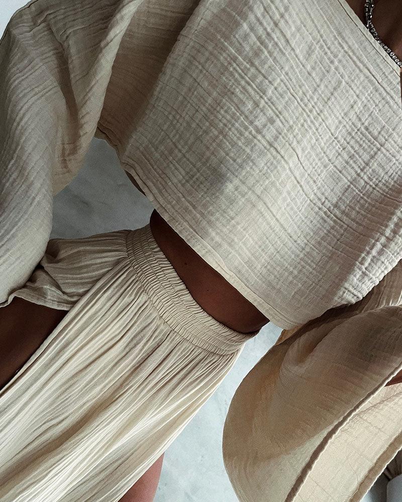 Ivy Slit Cotton and Linen Two-Piece Set