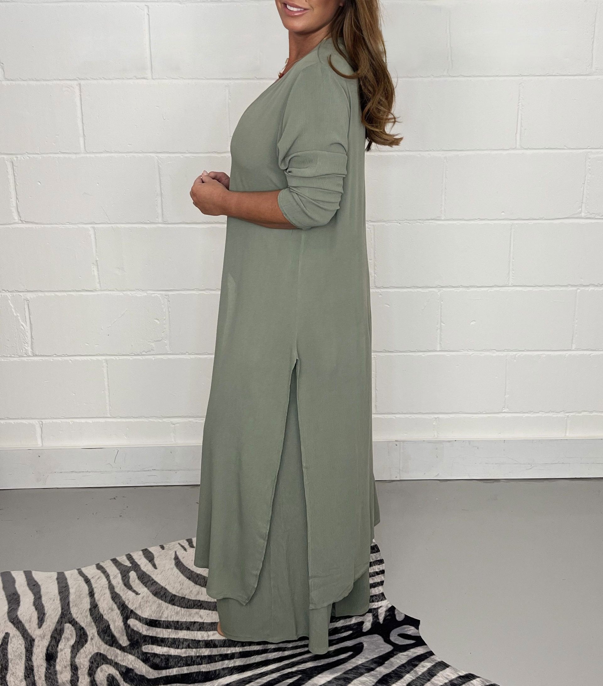 Lany Casual Long Top and Matching Pants Set