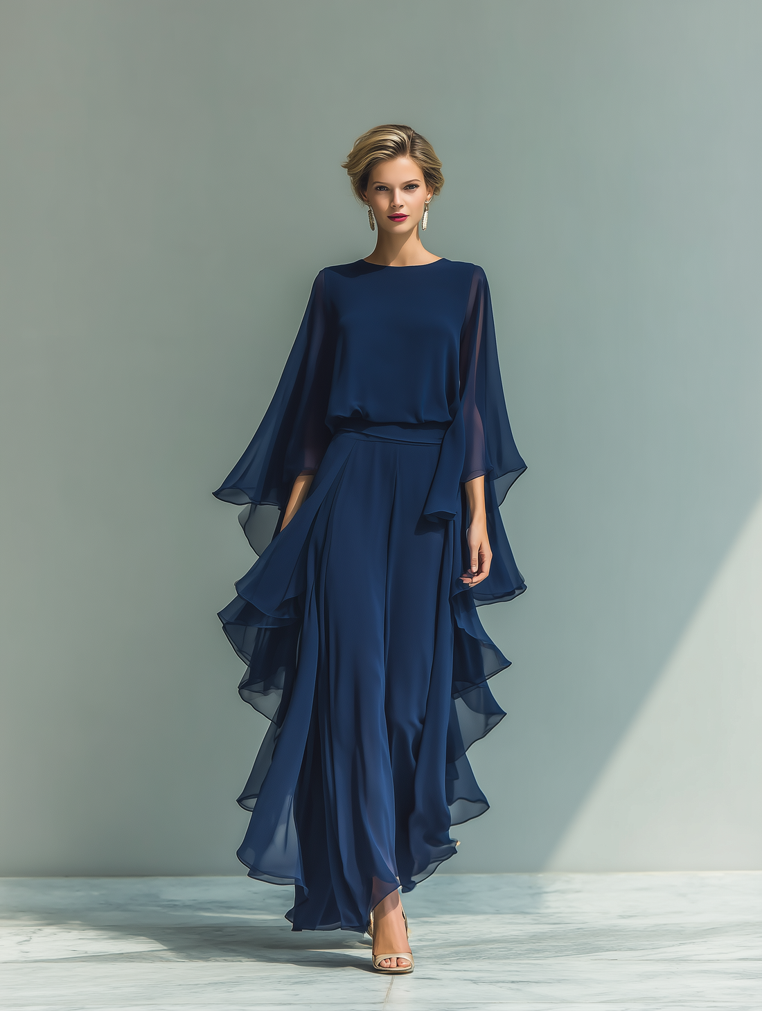 Kim | Set with Flared Sleeves and Straight Leg Pants