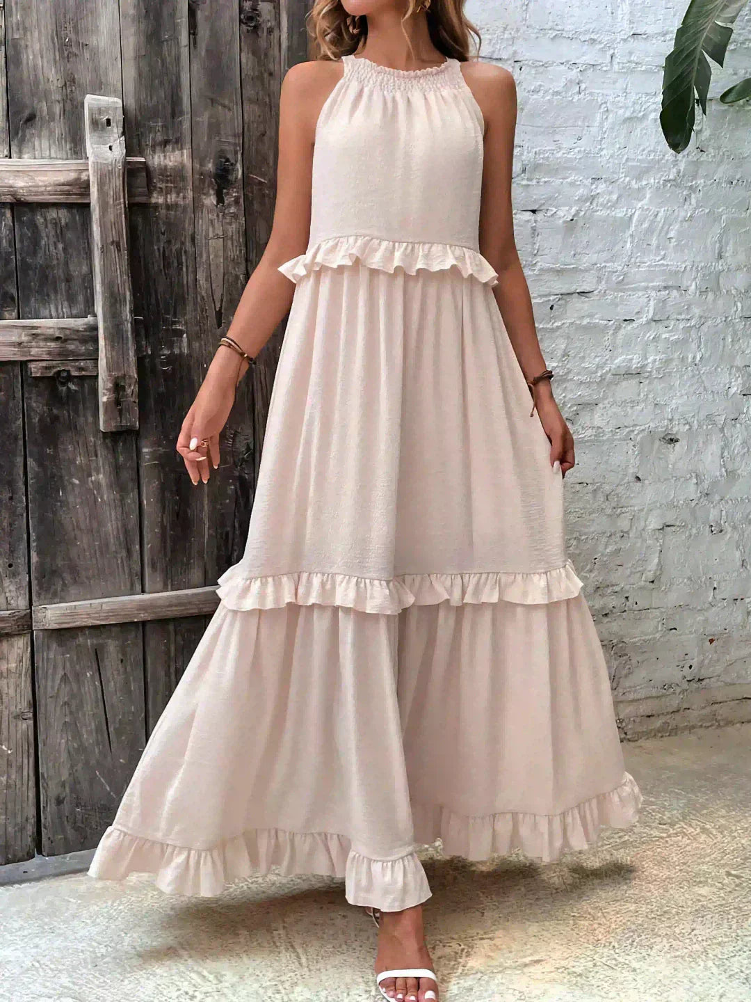 Dylilah | Neck Ruffle Trim Dress