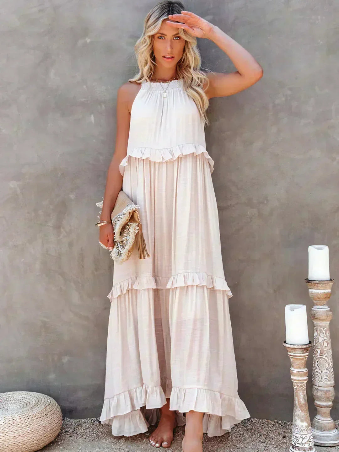 Dylilah | Neck Ruffle Trim Dress