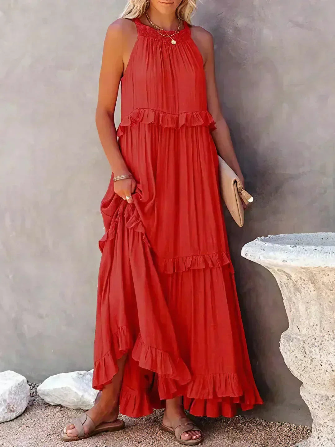 Dylilah | Neck Ruffle Trim Dress