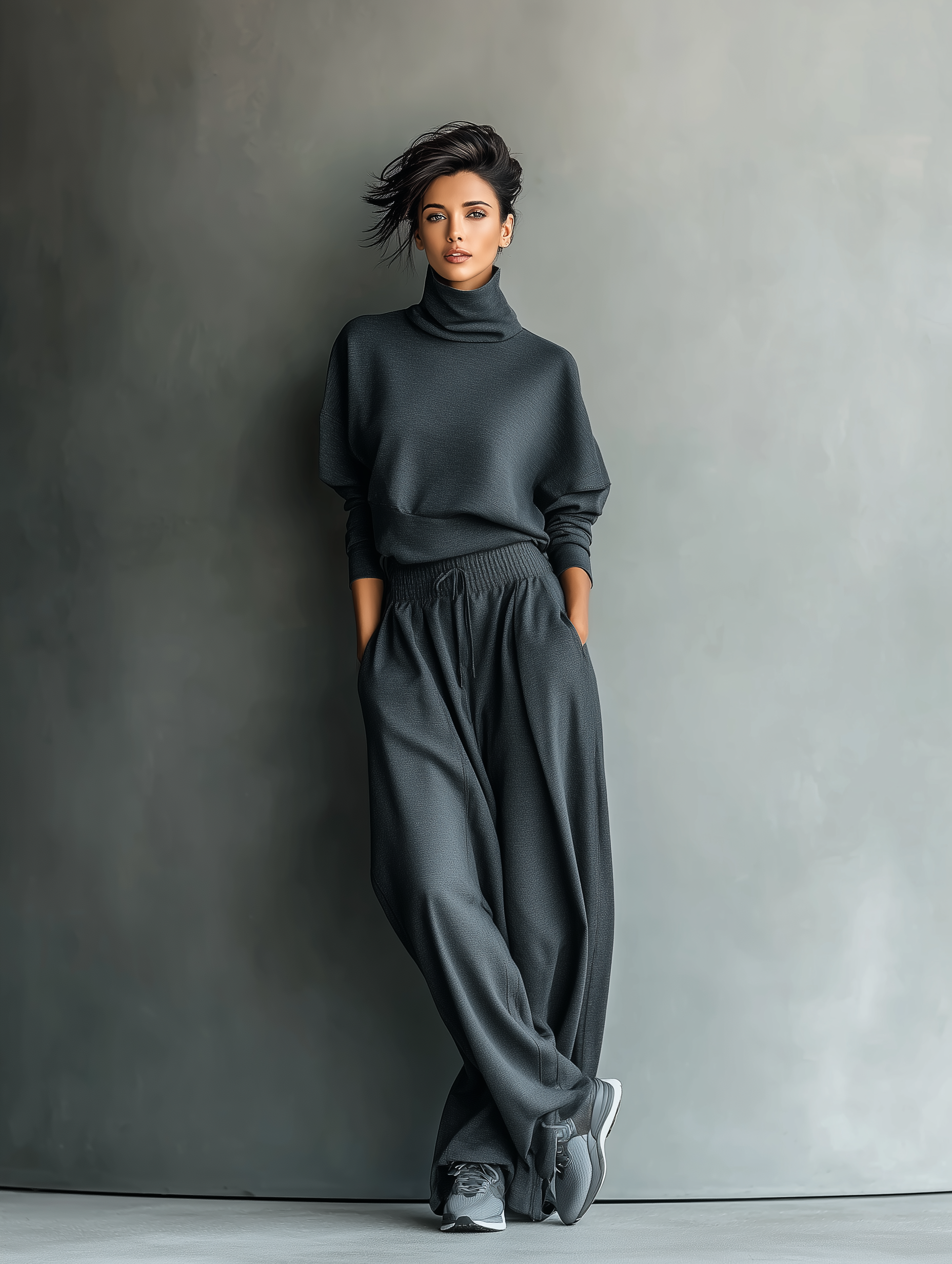 Jessie | Knit Set with High Neck and Wide Leg Pants
