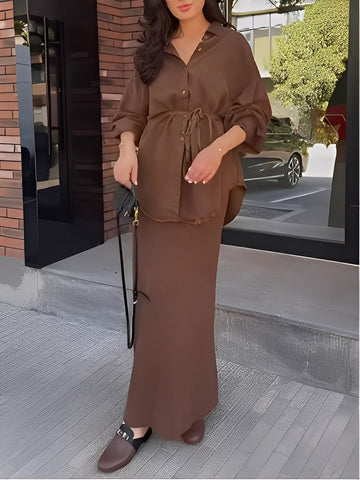 Eleanor Tie-Drawstring Shirt and Skirt Set